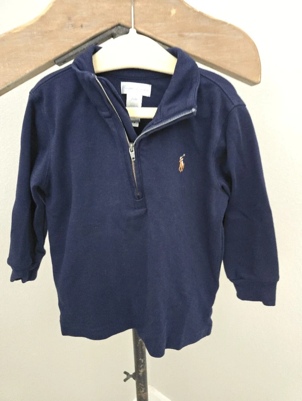 Ralph Lauren Navy Quarter-Zip Polo Sweatshirt 24 Months